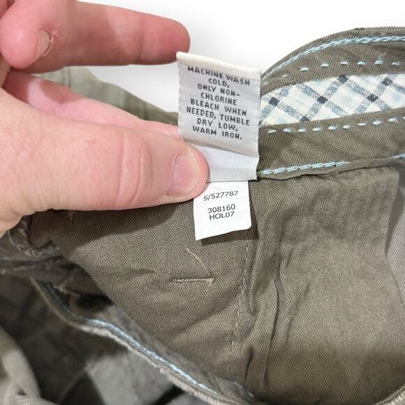 Y2K Old Navy Lowest Rise Khaki Chino Pants 8 Taupe Flare Wide Leg Pockets 32x32 - Picture 5 of 10